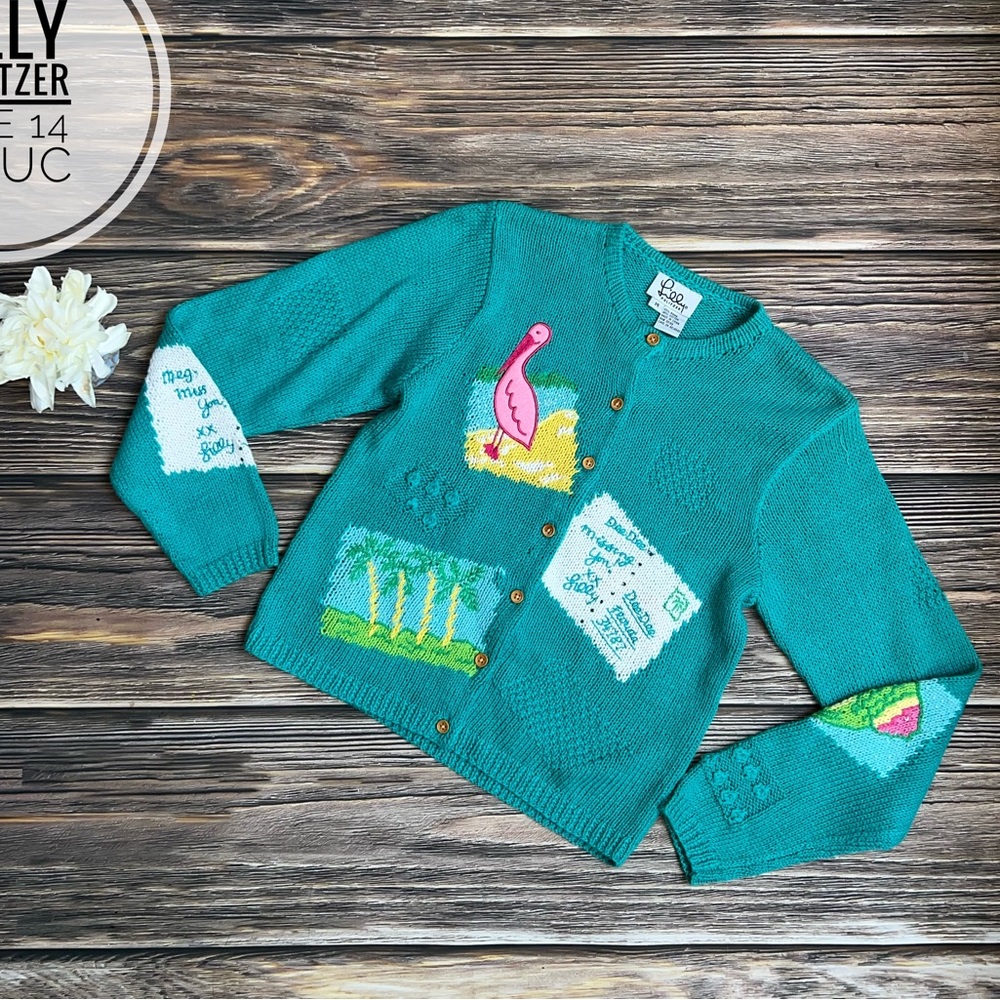 Lilly Pulitzer Rare White Label Postcard Cardi Sweater